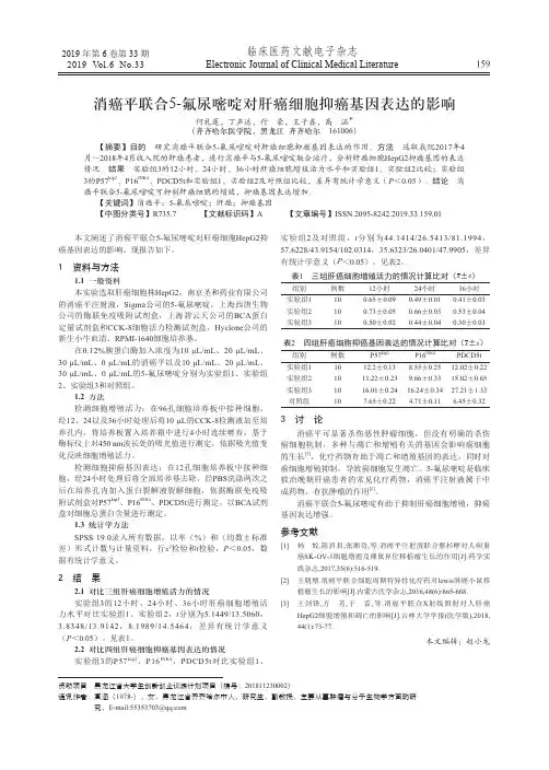 消癌平联合5氟尿嘧啶对肝癌细胞抑癌基因表达的影响