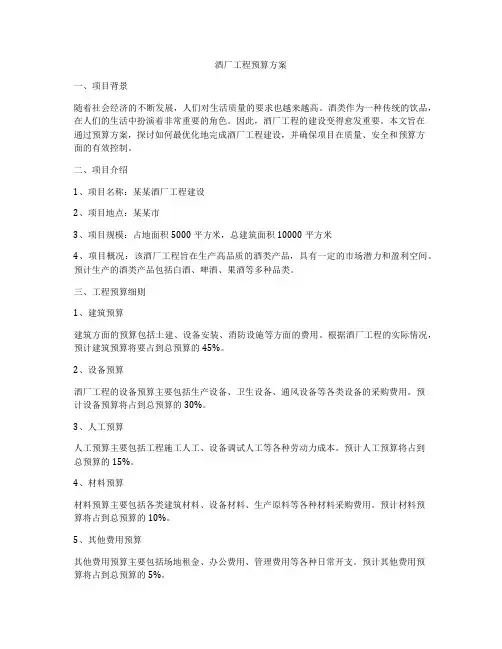酒厂工程预算方案