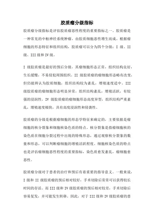 胶质瘤分级指标