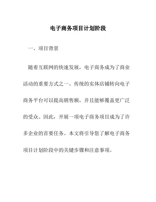 电子商务项目计划阶段