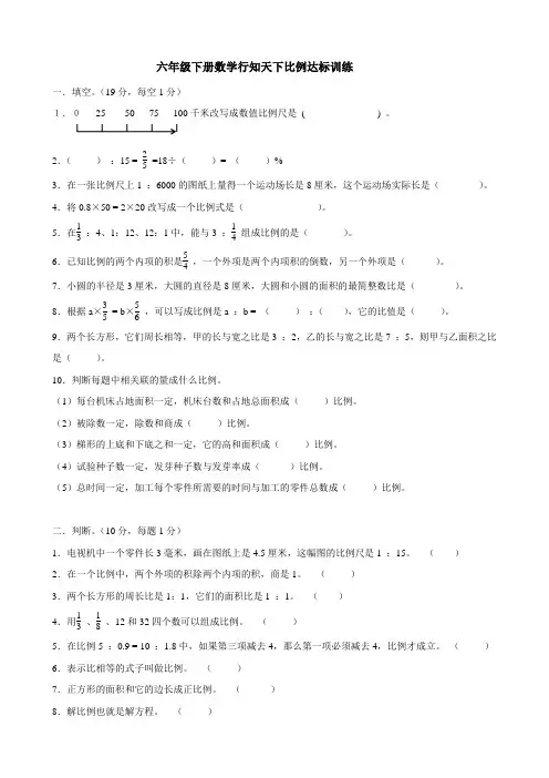 六年级下册数学行知天下比例达标训练
