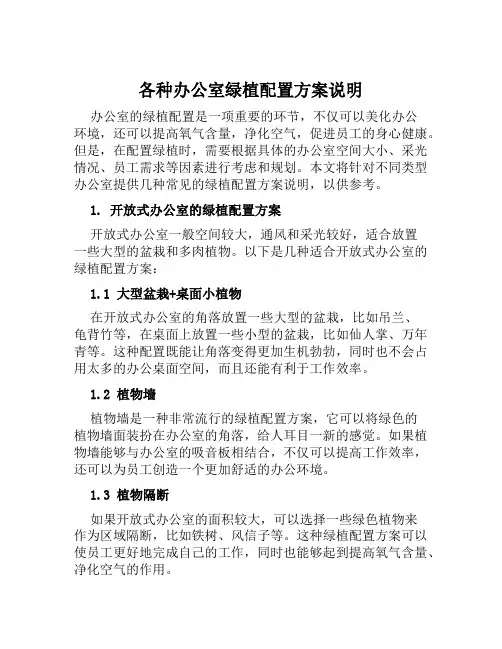 各种办公室绿植配置方案说明范文