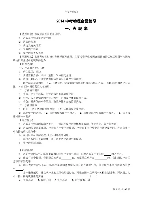 2014年中考物理总复习