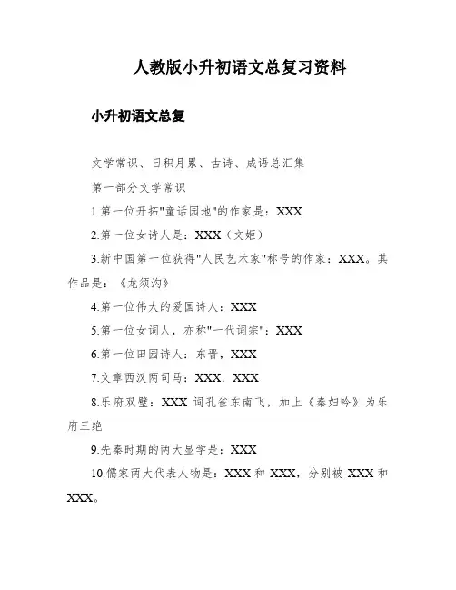 人教版小升初语文总复习资料
