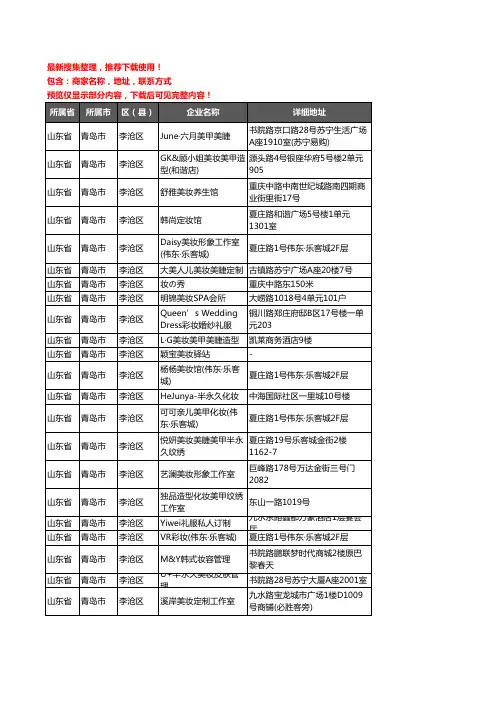 新版山东省青岛市李沧区彩妆企业公司商家户名录单联系方式地址大全26家