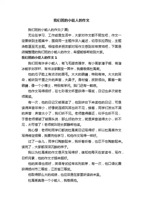 我们班的小能人的作文