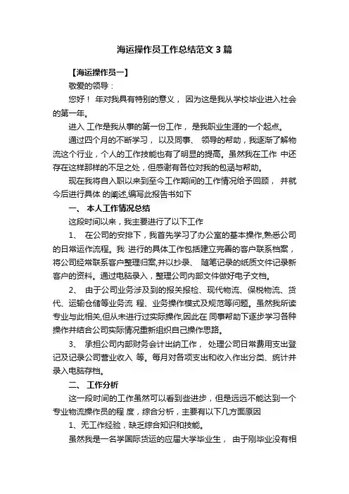 海运操作员工作总结范文3篇
