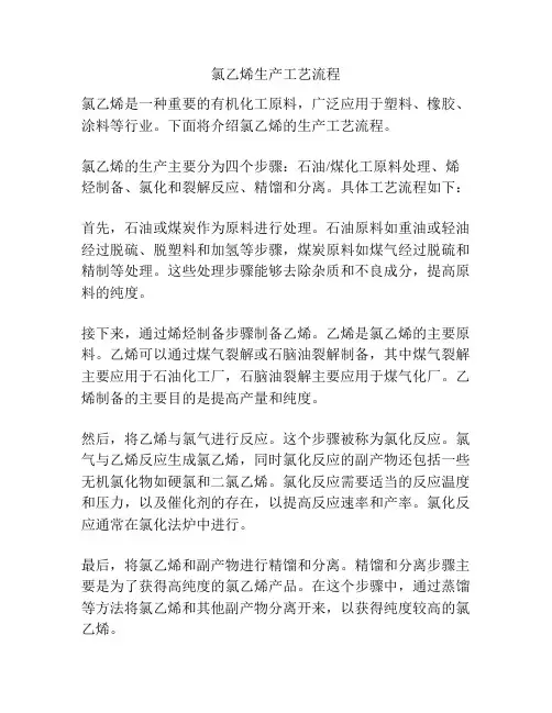 氯乙烯生产工艺流程