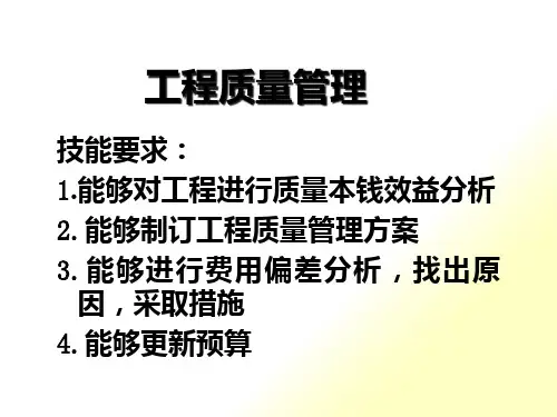 工程质量管理职业标准培训PPT