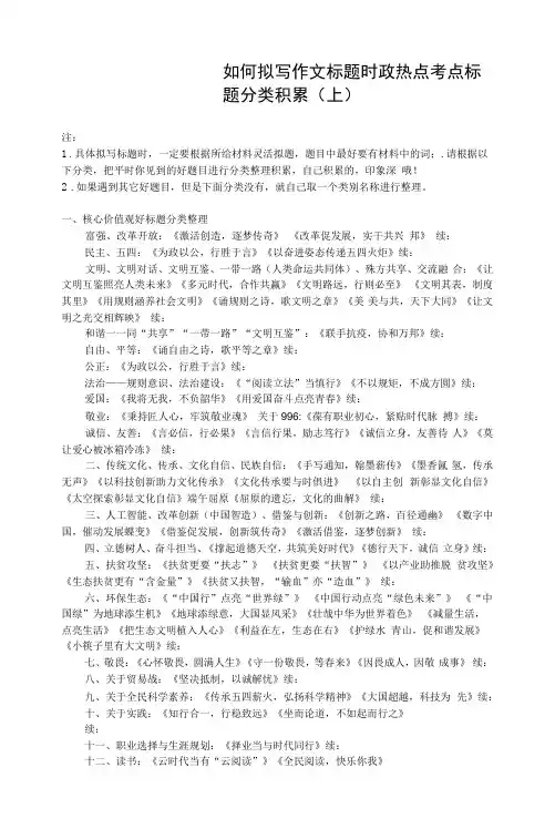 2023届高考作文复习：作文标题如何拟？