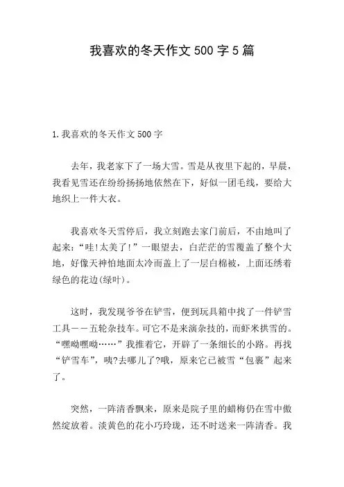 我喜欢的冬天作文500字5篇