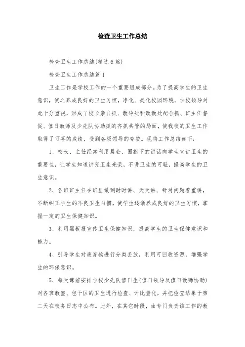 检查卫生工作总结