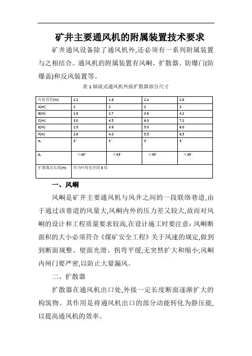 矿井主要通风机的附属装置技术要求