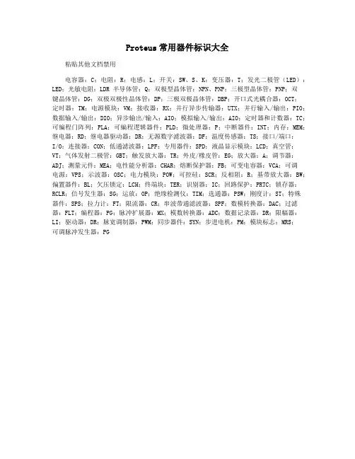 Proteus常用器件标识大全