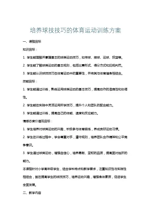 培养球技技巧的体育运动训练方案