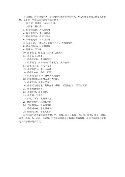 与动物有关的俗语