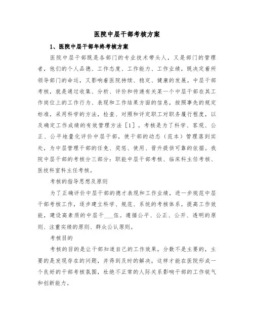 医院中层干部考核方案(二篇)