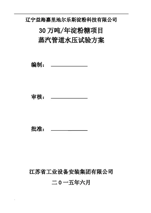 蒸汽管水压试验施工方案