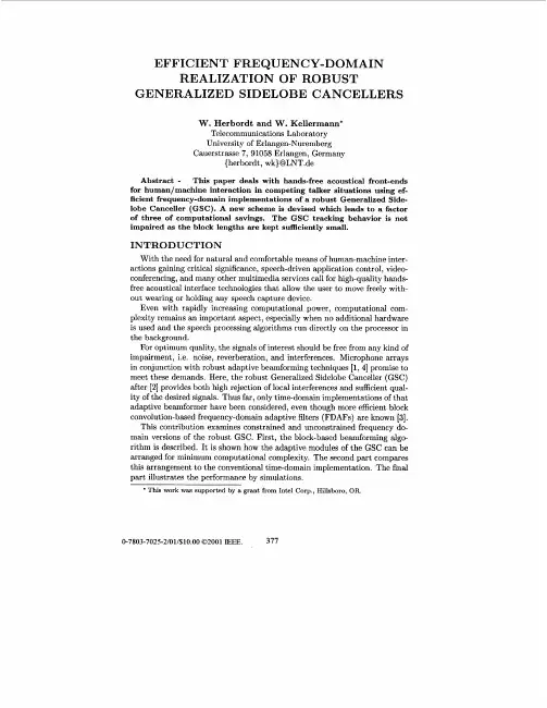 Efficient frequency-domain realization of robust generalized, sidelobe cancellers