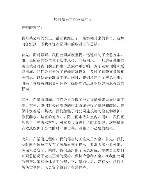 应对暴雨工作总结汇报