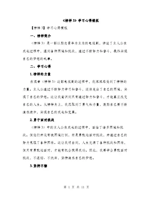 《榜样3》学习心得模板(五篇)