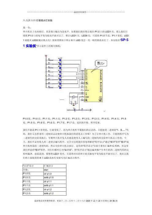 51八只LED灯做流水灯实验