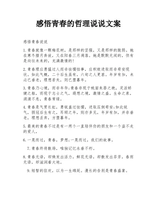 感悟青春的哲理说说文案