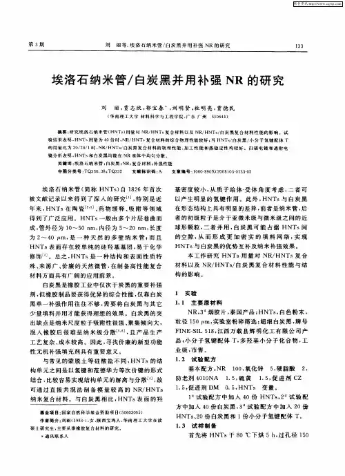 埃洛石纳米管／白炭黑并用补强NR的研究