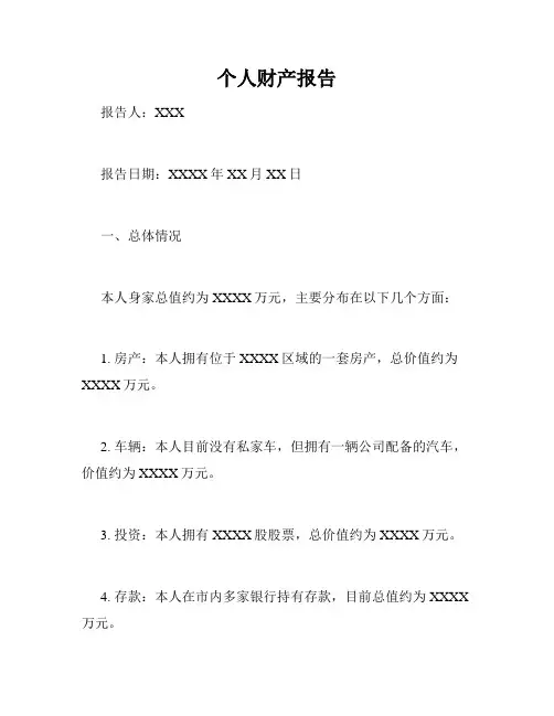 个人财产报告