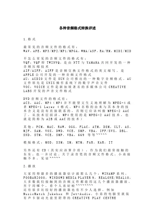 各种音频格式播放,转换,刻录软件详述