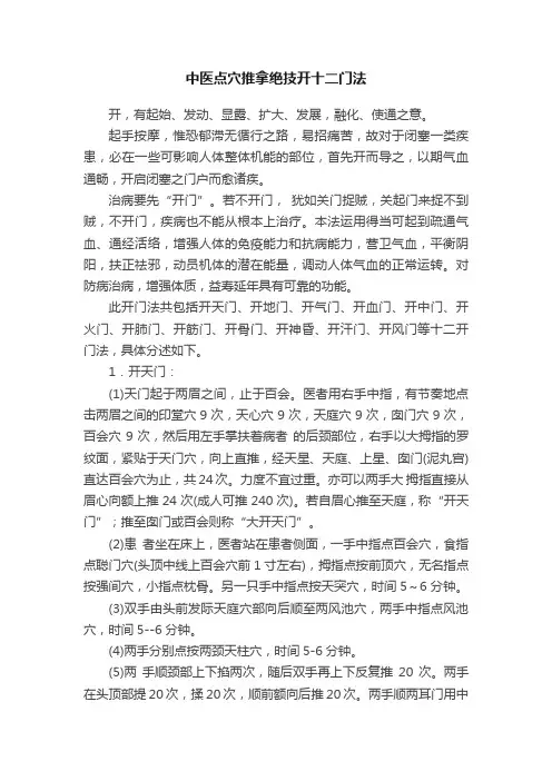 中医点穴推拿绝技开十二门法