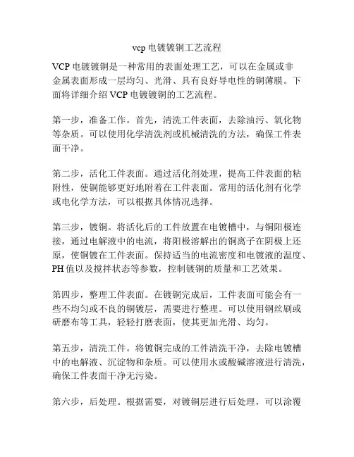 vcp电镀镀铜工艺流程