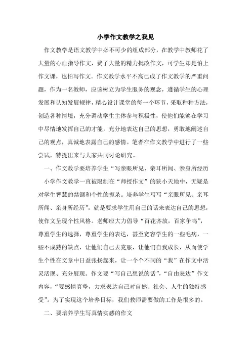 小学作文教学之我见