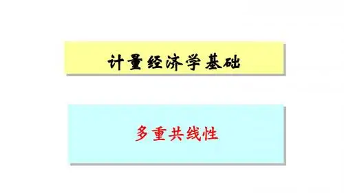 计量经济学：多重共线性