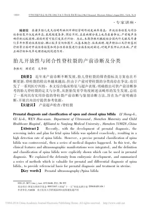 胎儿开放性与闭合性脊柱裂的产前诊断及分类_李胜利