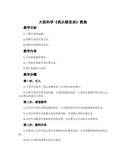 大班科学《我从哪里来》教案