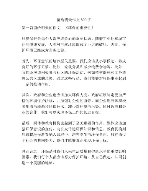 留给明天作文800字