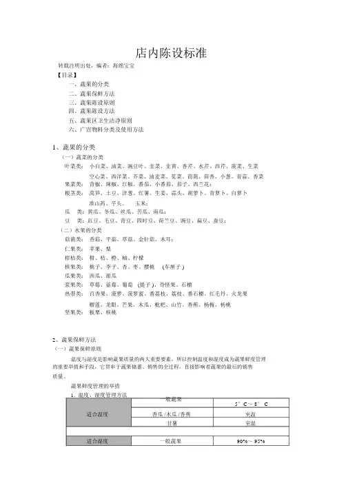 果蔬开店店内陈列规范