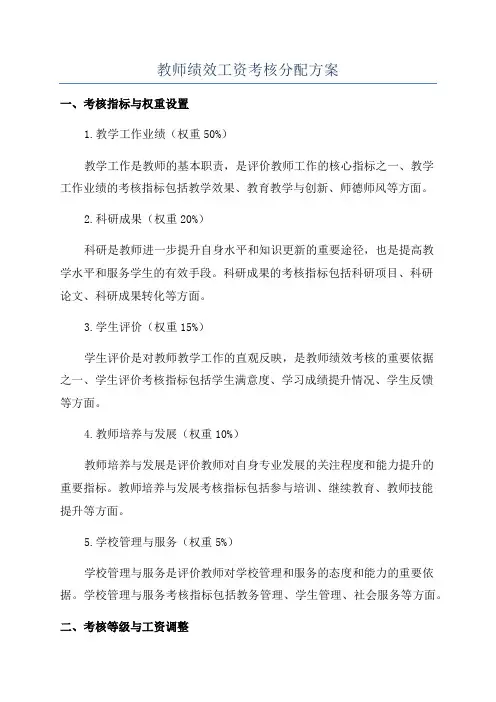 教师绩效工资考核分配方案