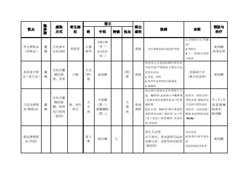 吸虫部分相关总结