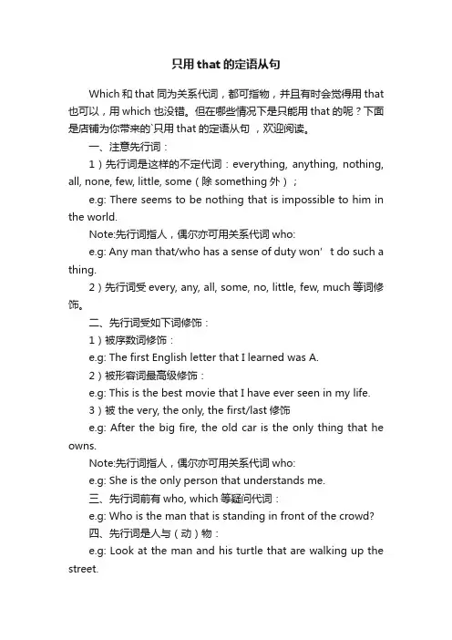 只用that的定语从句
