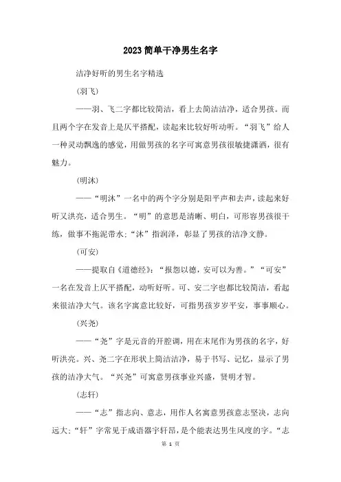2023简单干净男生名字