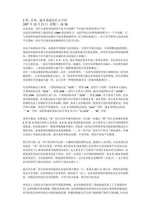 3类、5类、超5类线超5类线有什么不同