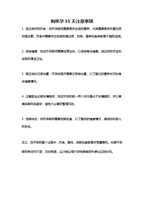 狗怀孕35天注意事项