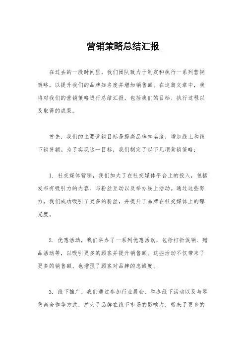 营销策略总结汇报
