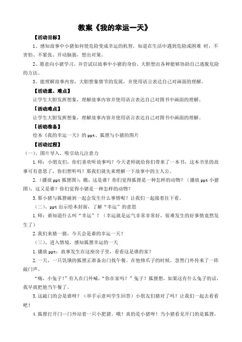 教案《我的幸运一天》