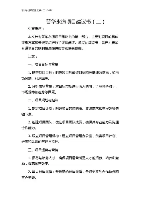 普华永道项目建议书(二)2024