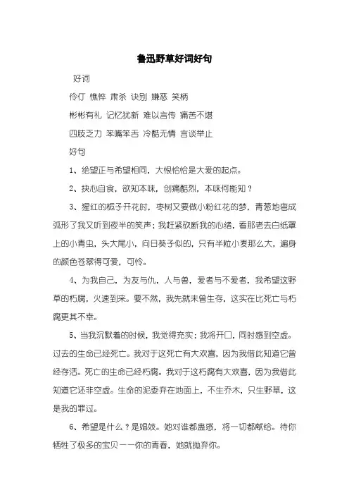 鲁迅野草好词好句