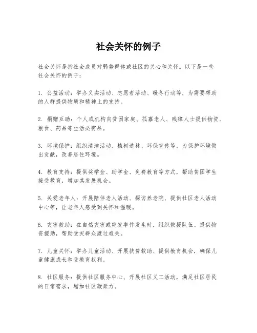社会关怀的例子