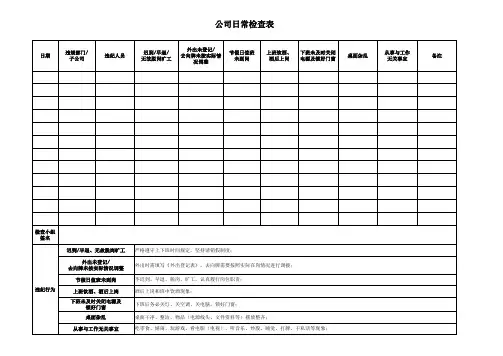 公司日常纪律检查表